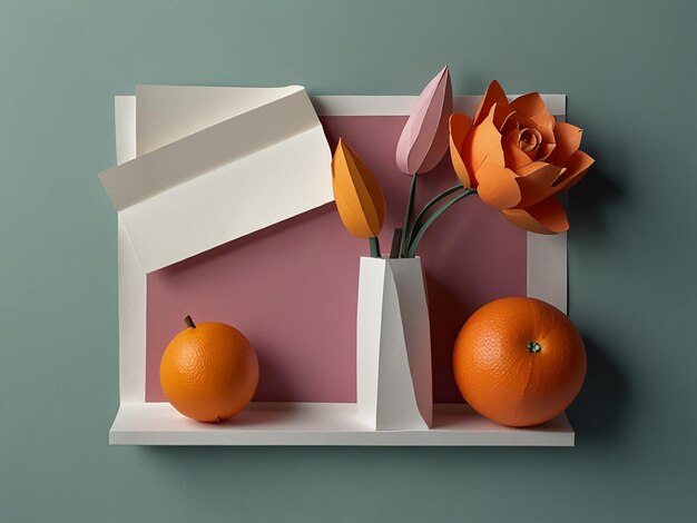 Photo paper style isolation still life arrangement