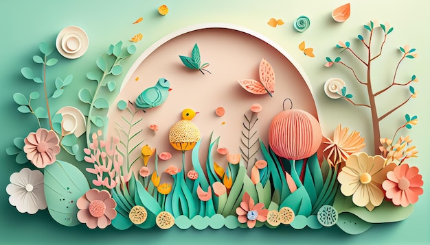 Paper style spring background