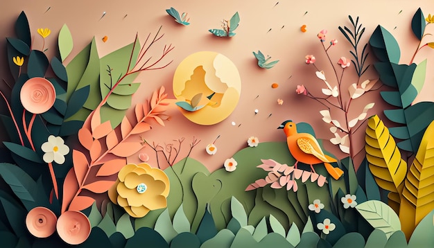 Paper style spring background