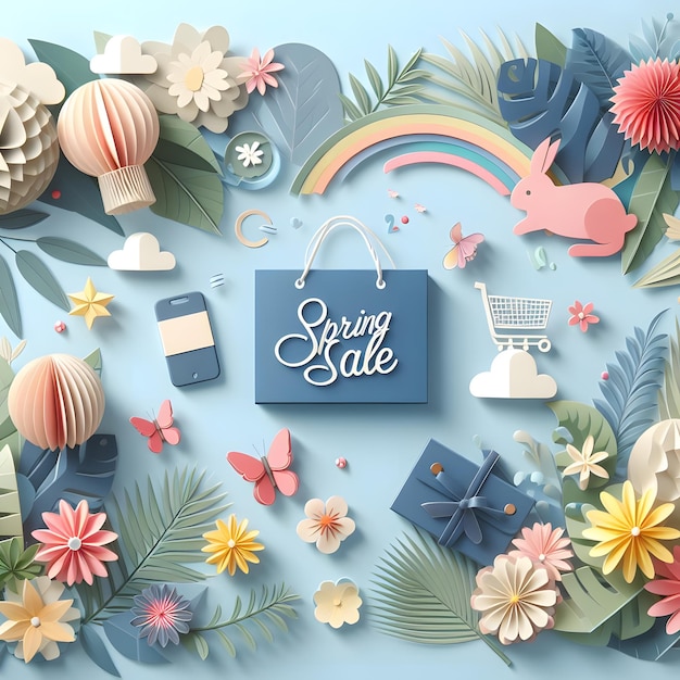 Paper style spring sale background