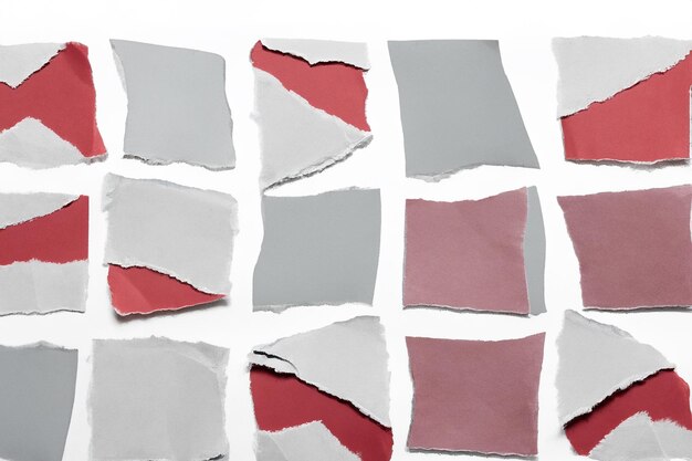 Photo paper torn into pieces isolated on white background