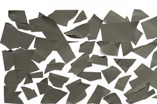 Photo paper torn into pieces isolated on white background