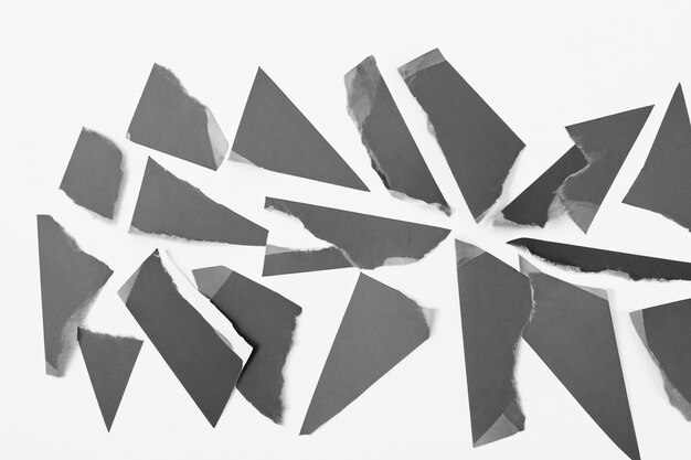 Photo paper torn into pieces isolated on white background