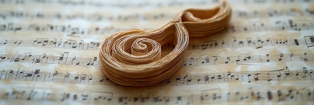 Photo paper treble clef on sheet music