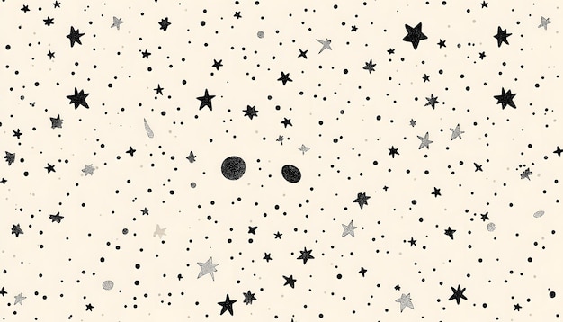 a paper with black stars and dots on it