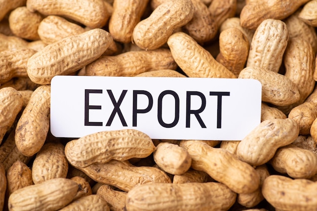 Paper with inscription Export on peanuts in peel