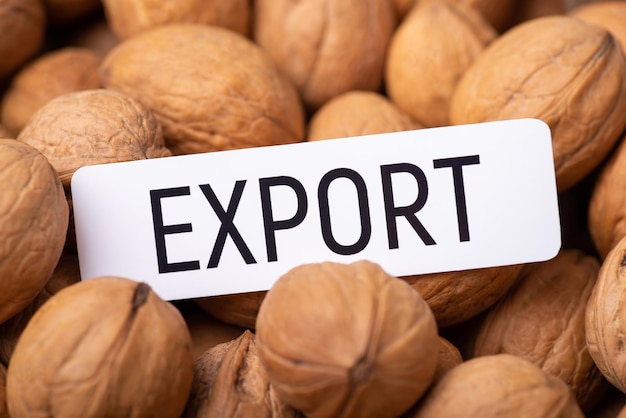 Paper with inscription Export on walnuts