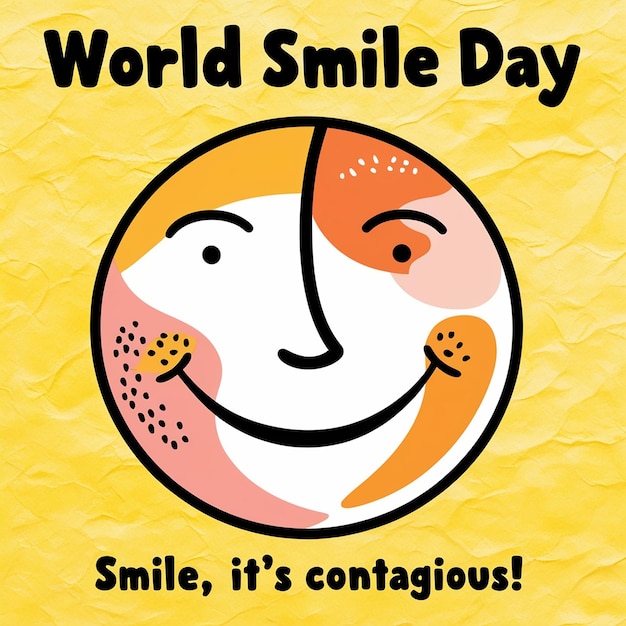 Photo paper with world smile day message hanging on the wall world smile day