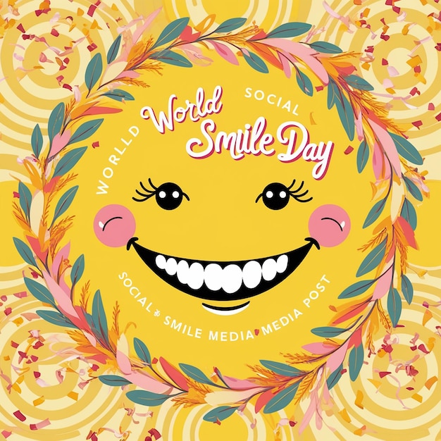 Photo paper with world smile day message hanging on the wall world smile day