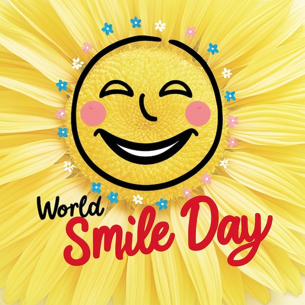 Paper with World Smile Day message hanging on the wall World Smile Day