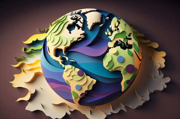 papercut of a happy earth day for environment safety celebration