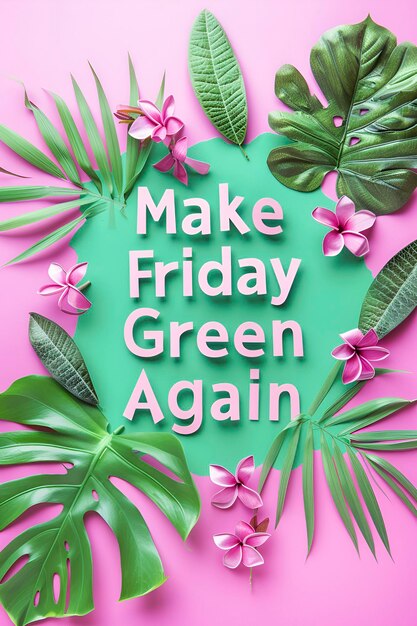 Photo papercut text make friday green again on light background