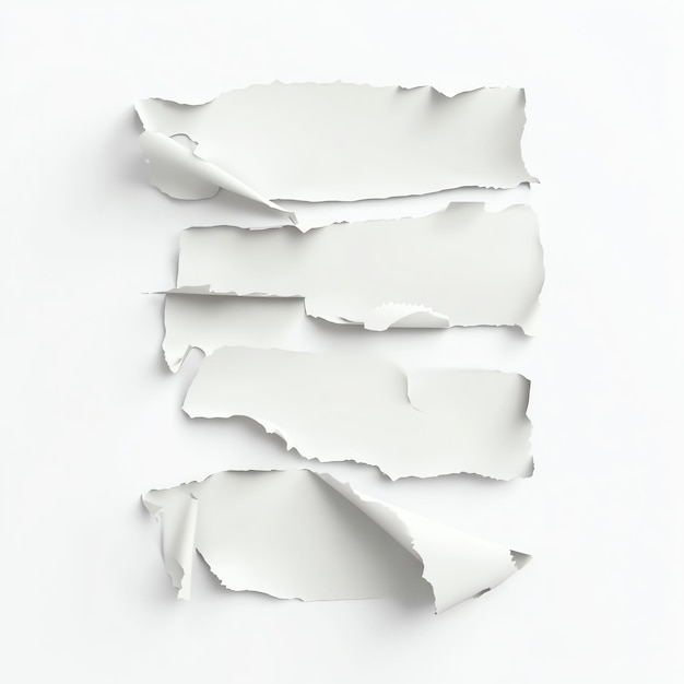 papers with tape Ripped paper isolated on a white background