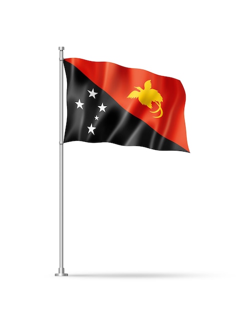 Papua New Guinea flag isolated on white