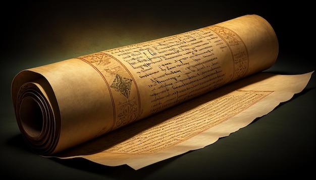 Papyrus scroll made of old paper or parchment