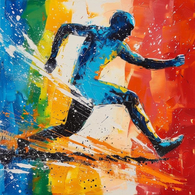 A para athletics athlete vibrant in colors prepares for competition embodying determination