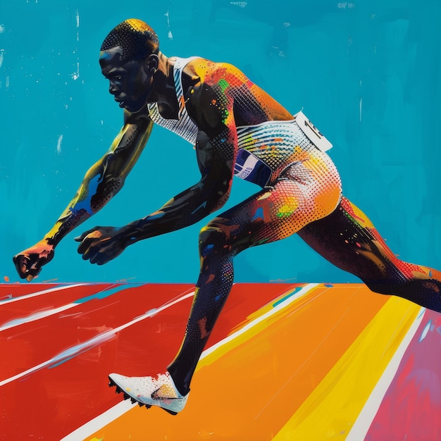 A para athletics athlete vibrant in colors prepares for competition embodying determination