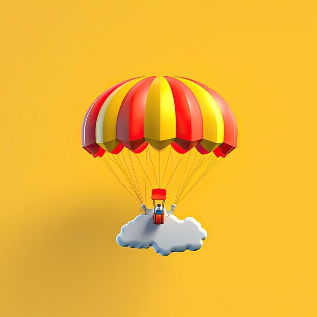 Parachute d cartoon illustration generative ai