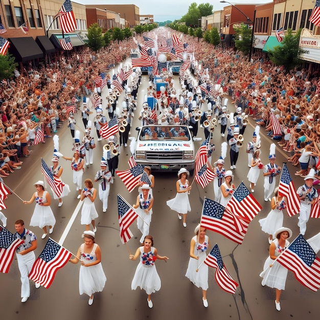 a parade with a truck that says quot union quot on it