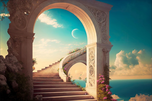 Paradise arch serenity with stairway to heaven