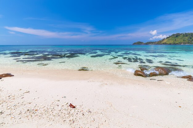 Paradise beach and the blue sky at Khai Island in Satun Province, Thailand