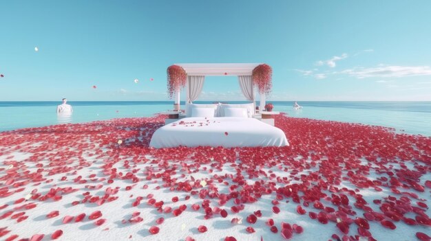 Paradise Caribbean white honeymoon love beach Generative ai