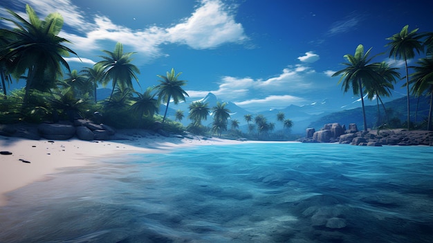 Paradise Island Blue Water Palms Cinematic