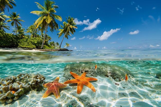 Paradise Island Sea Coral Fish Starfish