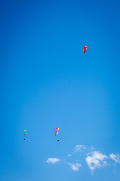 Paragliding flight in the mountains Le GrandBornand HauteSavoie France