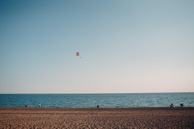 Paragliding on sky and sea background in Turkey