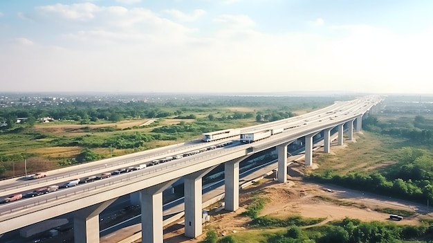 Parallel bridge way under contructioncountrysidelong bridgetollwayThe road outsideSite construc