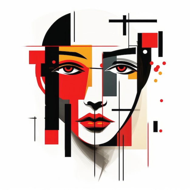 Parallel Vector Suprematism Abstract Constructivist Illustration Of A Teenager Face