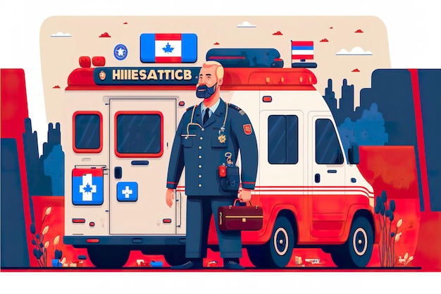 Paramedic flat illustration