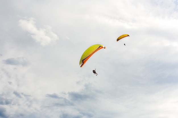 Paraplane flying high up