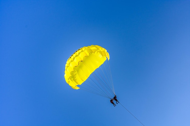 Parasailing at the Mediterranean sea in Turkey Active and extreme recreation