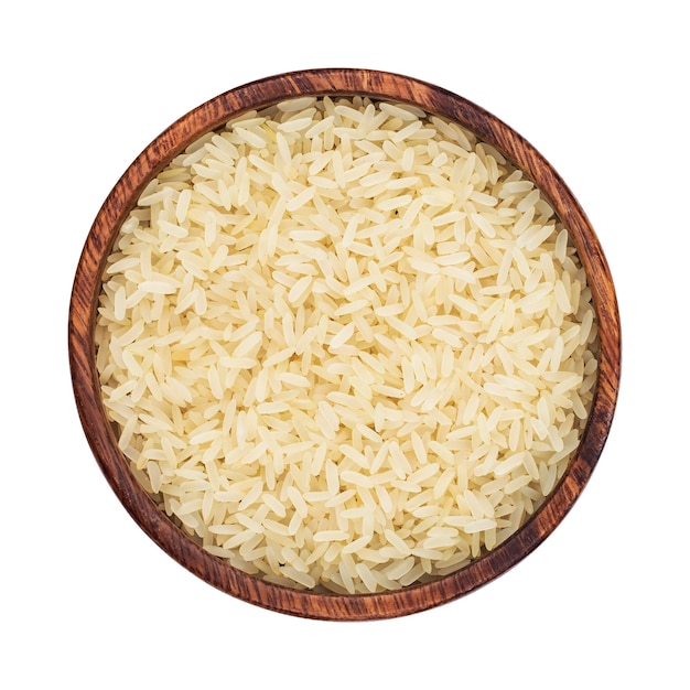 Parboiled rice isolated on white background