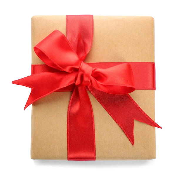 Parcel gift box on white background