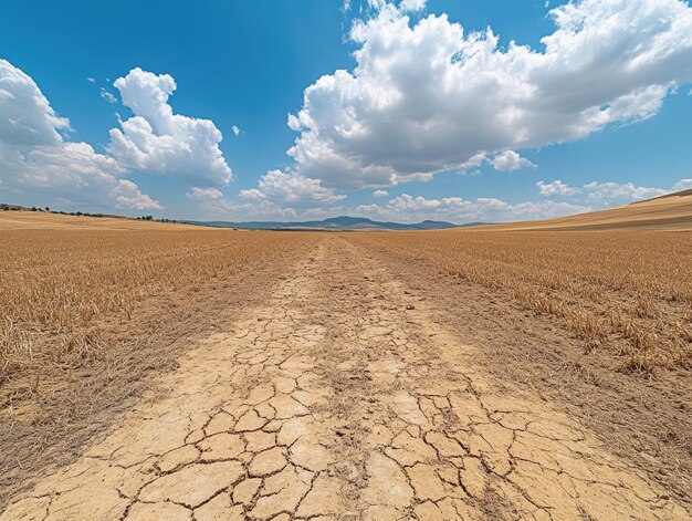 Parched Earth A Desolate and Arid Farm Field Struggling in Severe Drought Conditions