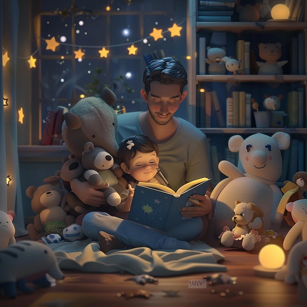 a parent reading a bedtime story to their child