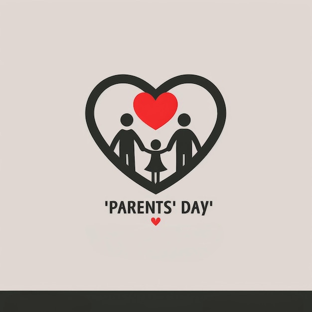 Photo parents day logo with heart and family silhouette