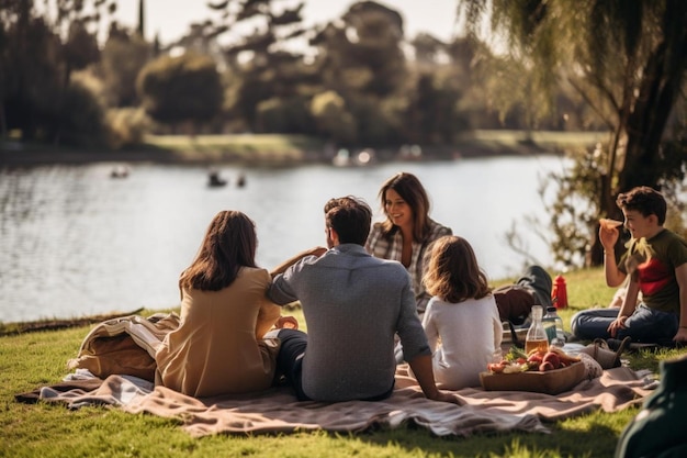 Parents and kids enjoying a picnic with a view of a Picnic Photos 1210jpg