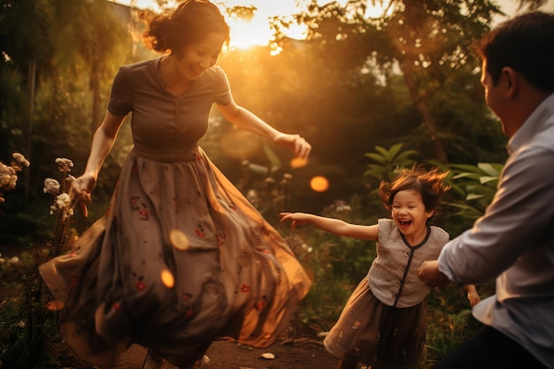 Parents playing with kids