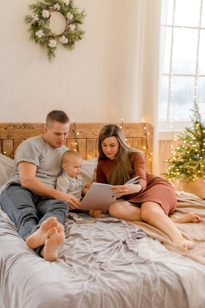 Parents playing with their child