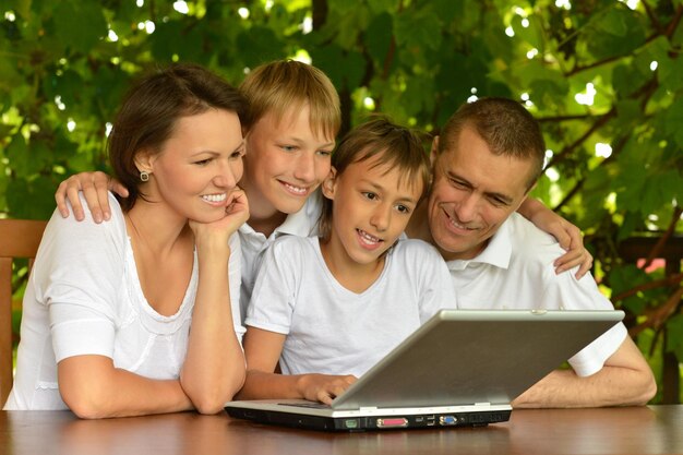 Parents with children in the summer