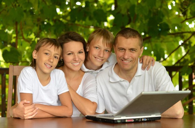 Parents with children in the summer