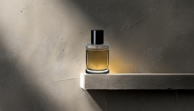 Parfum Bottle on the Shelf on Concrete Wall 3D Illustration