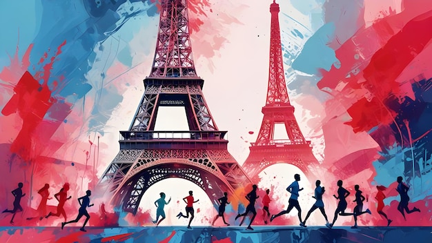 paris 2024 olympics banner new logo icon illustration