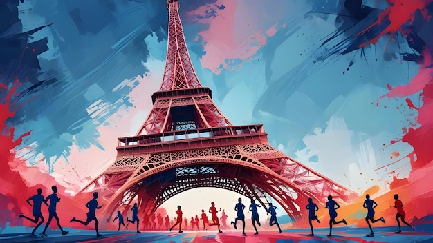 paris 2024 olympics banner new logo icon illustration