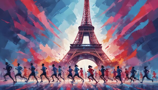 paris 2024 olympics banner new logo icon illustration