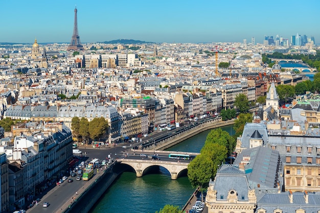 Paris cityscape and landmarks at summer day, France